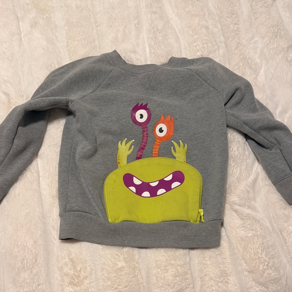 Cat & Jack Gray Sweatshirt with Monster Design